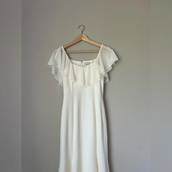 NWT Reformation Charee Dress Eggshell Ivory Off Shoulder Bridal | US 2 UK 6 - Picture 7 of 14